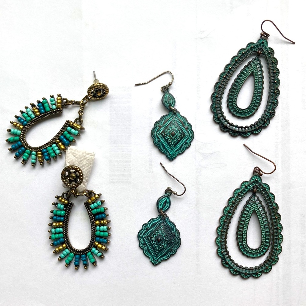 3 pair Costume Jewelry Earrings